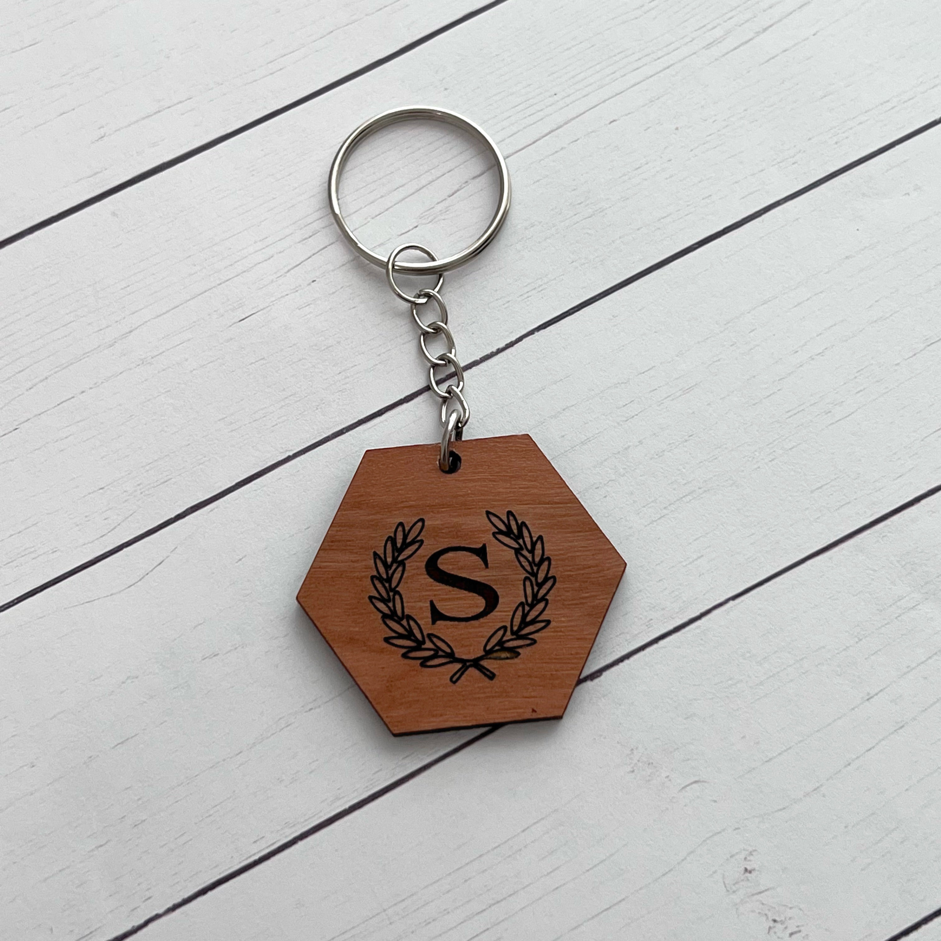 Initial Floral Keychain