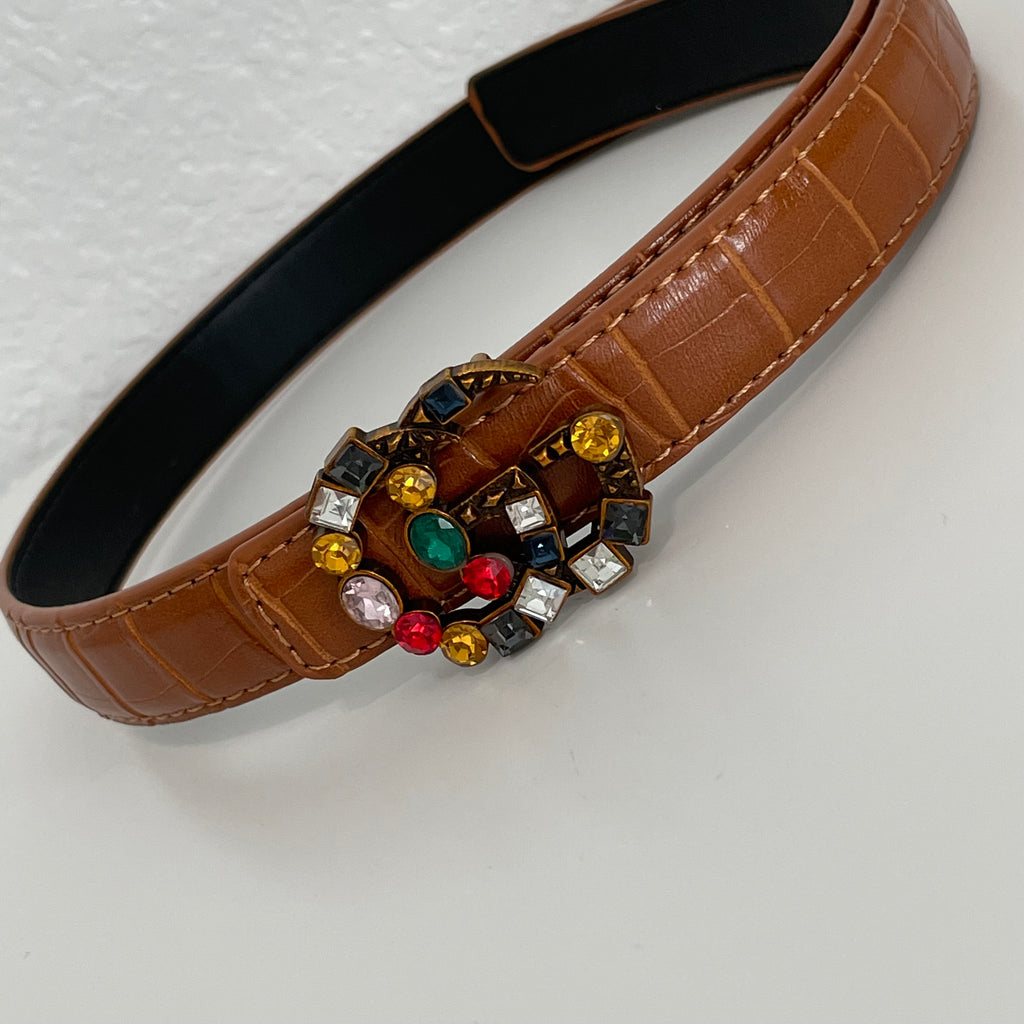 Brown Gucci gg inspired belt