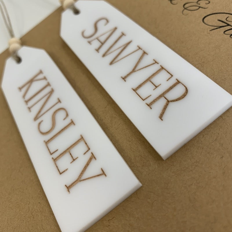 personalized custom white Christmas tags