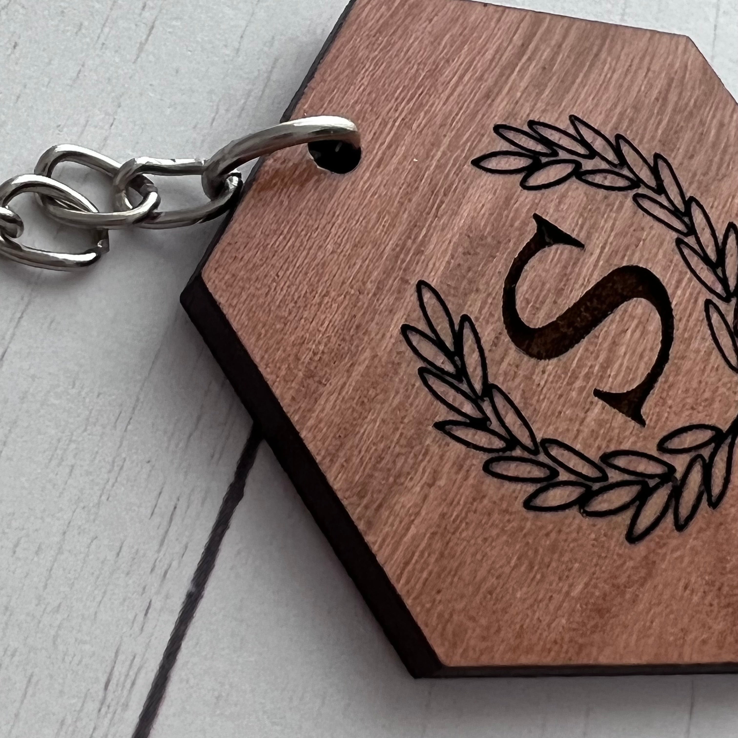 Initial Floral Keychain