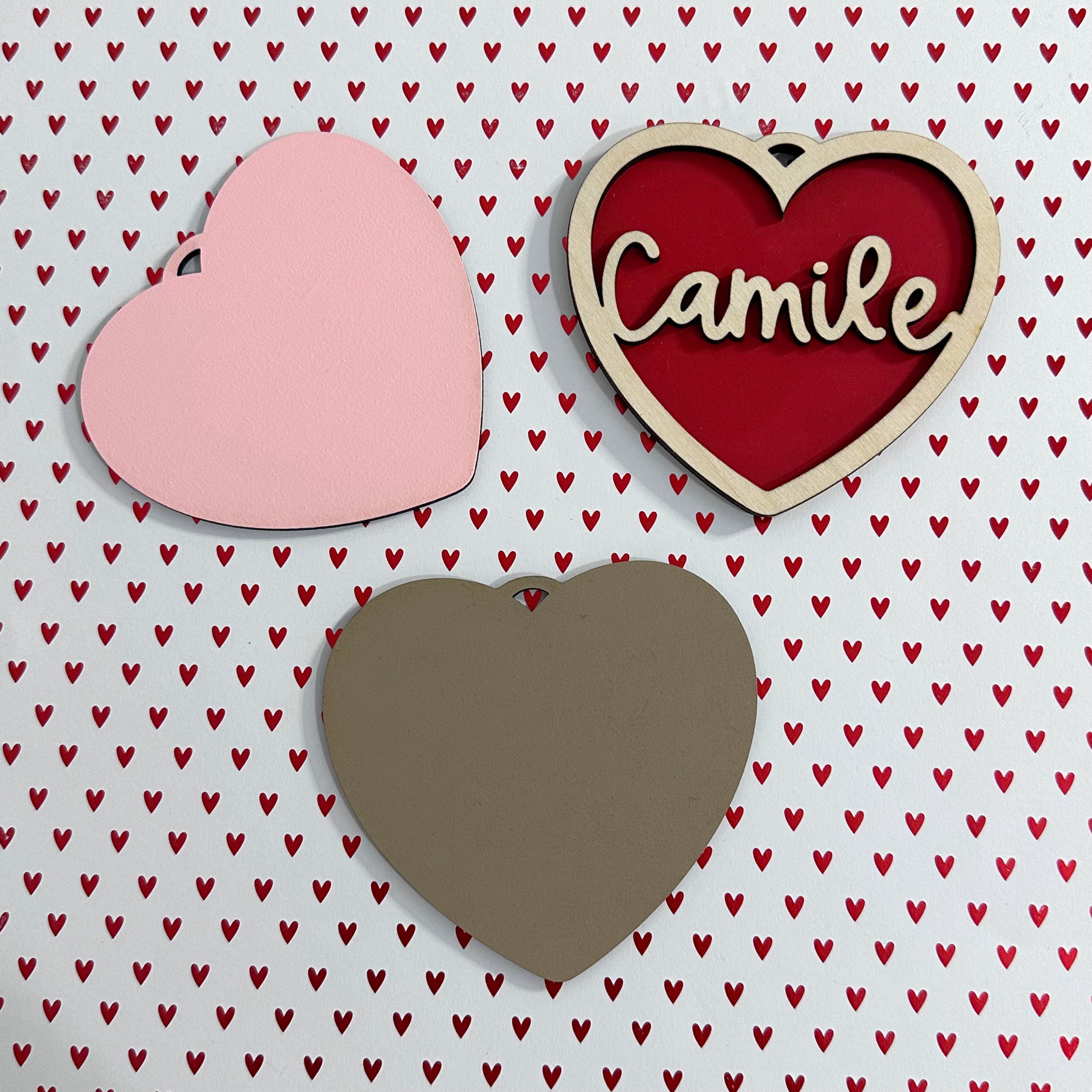 Heart Double Layer Name Tags