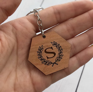 Initial Floral Keychain