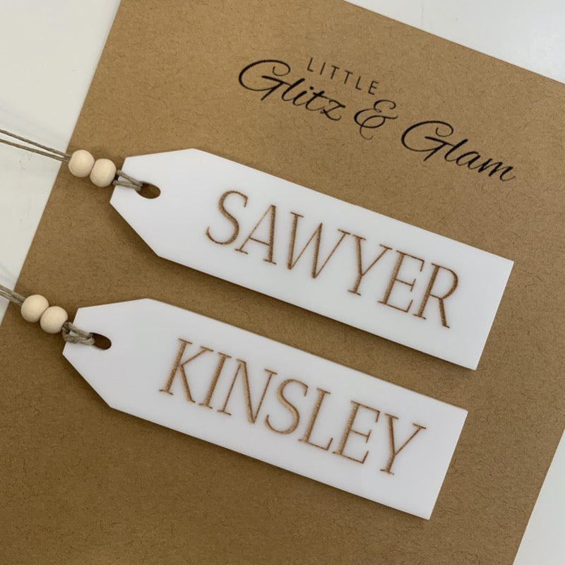 white minimal Christmas tags